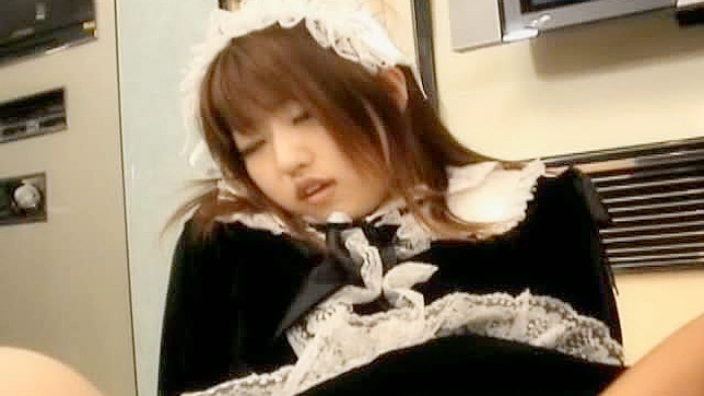 Hot Asian girl in maid uniform enjoys a throbbing cock inside her