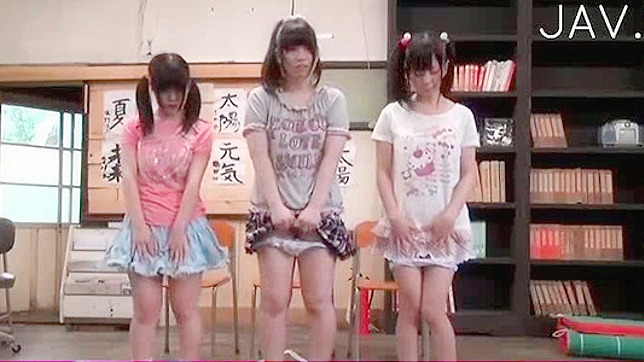 and pretty japanese ladies are having orgy indoors