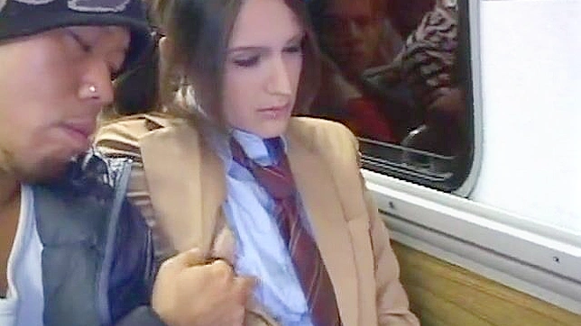 Japan Schoolgirl Groped by a Brunette Man