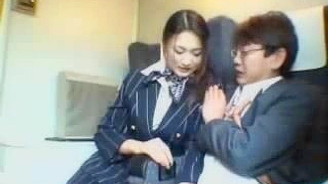 Oriental Train Hostess Gives Sensual Blowjob to Elderly Passenger