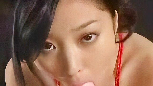 Asian Hottie In Red Lingerie Playing With Strapon On Guy