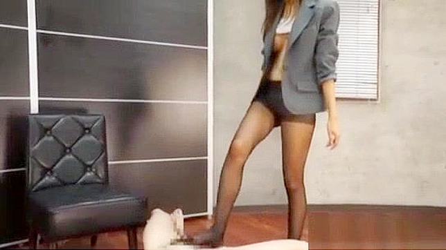 Japanese Office Teen Gives Hot Foot Job with Big Tits and Stockings