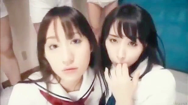 Jizz- dripping tounge-tangling teen Asian threesome with sultry expressive eyes