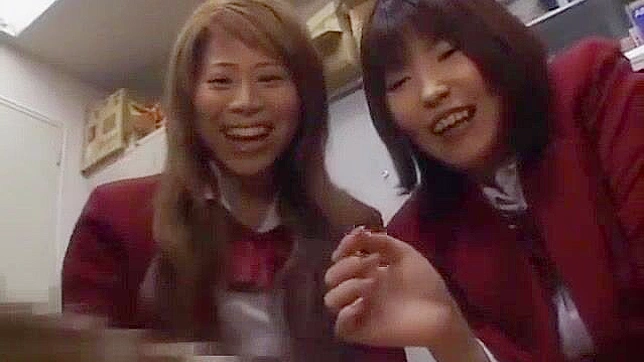 Japanese Schoolgirl Threesome Inspects Teacher Dick in Sensual Sessions!