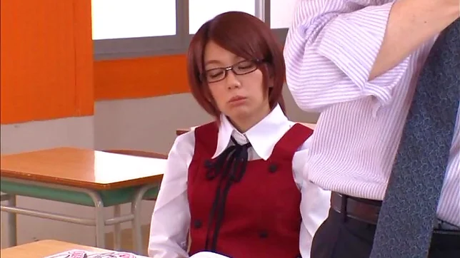 Sweet schoolgirl in glasses Mayu Nozomi fucks with her male teacher 11